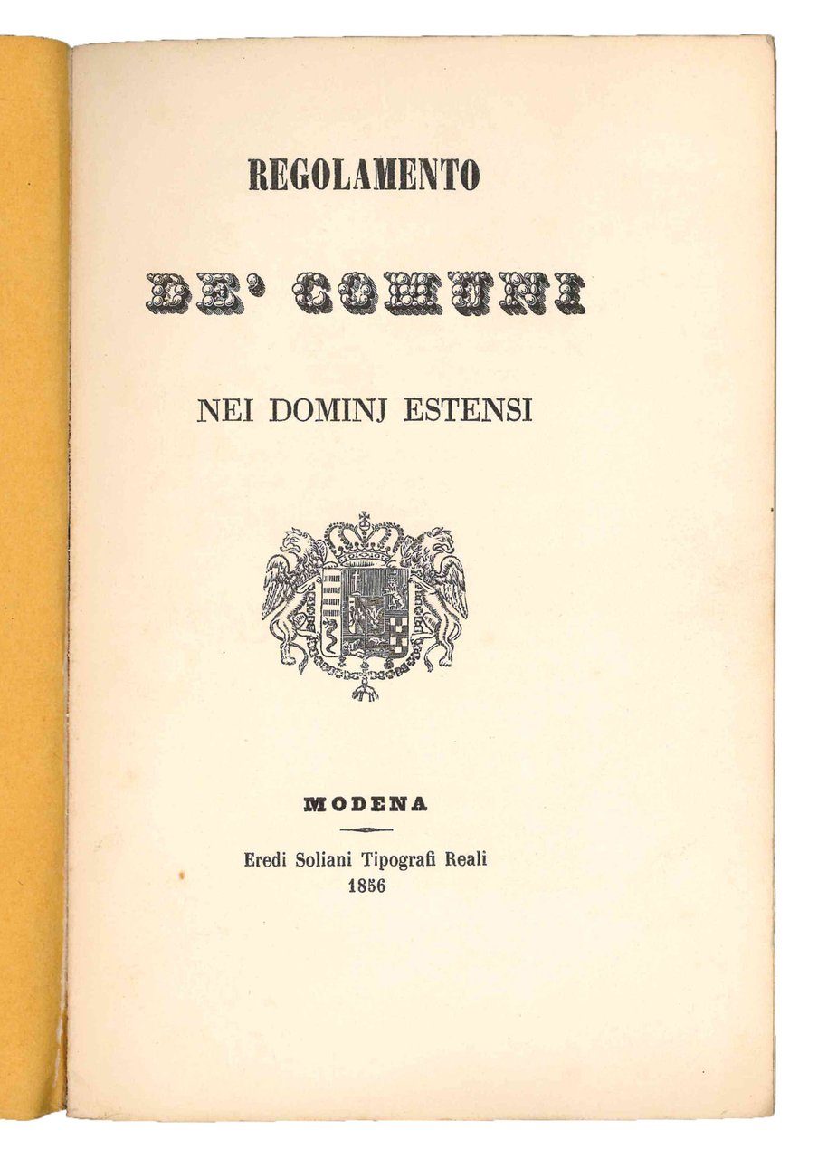 Regolamento de' Comuni nei dominj estensi. | Immagine principale