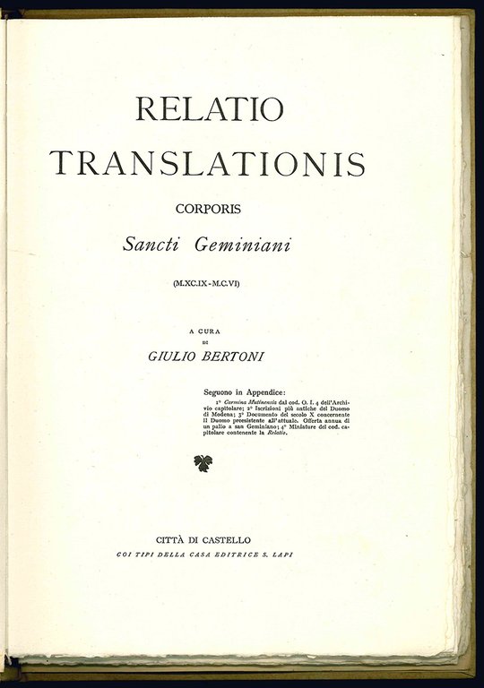 Relatio translationis corporis Sancti Geminiani (M.XC.IX-M.C.VI). | Immagine Gallery 1