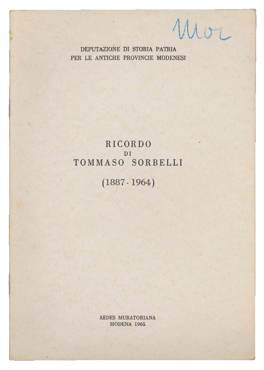 Ricordo di Tommaso Sorbelli (1887-1964). | Immagine principale