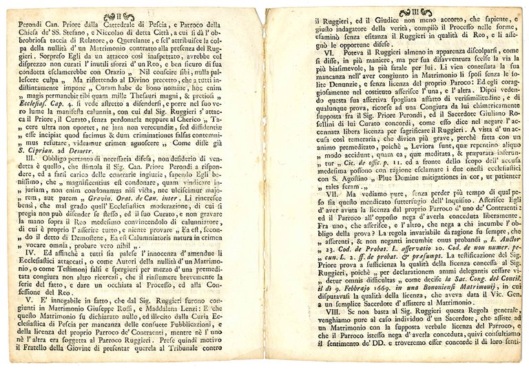 Risposta alla scrittura presentata in tribunale dal sig. Francesco Ruggieri …