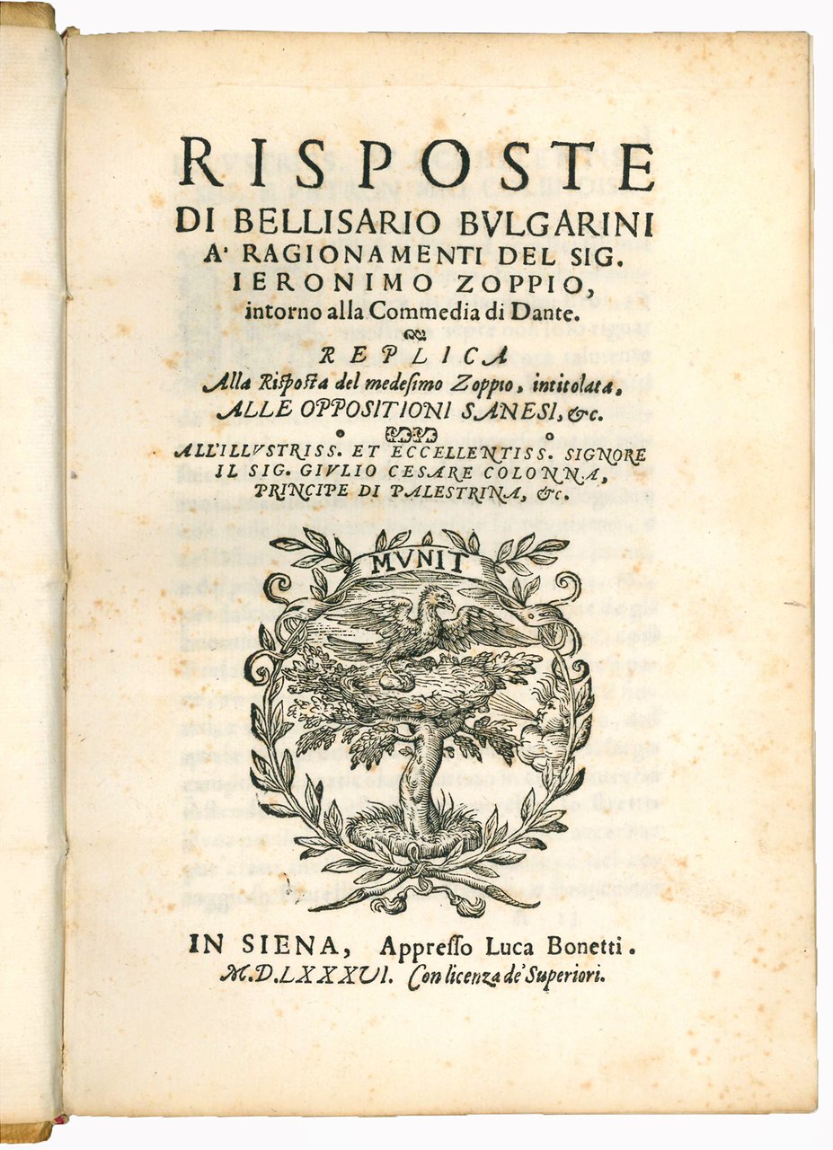 Risposte di Bellisario Bulgarini a' Ragionamenti del Sig. Ieronimo Zoppio, …