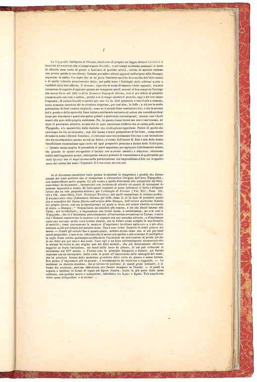 Saggio dei caratteri della Tipografia Galilejana e per incidenza cenni …