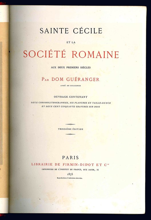 Sainte Cécile et la Société Romaine aux deux premiers siècles …