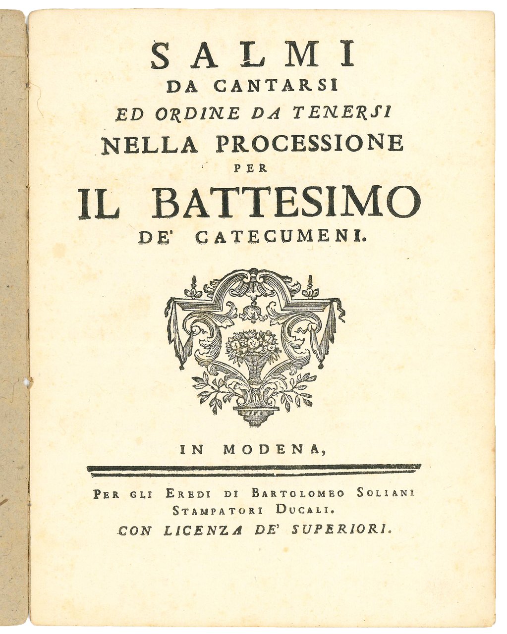 Salmi da cantarsi ed ordine da tenersi nella processione per …