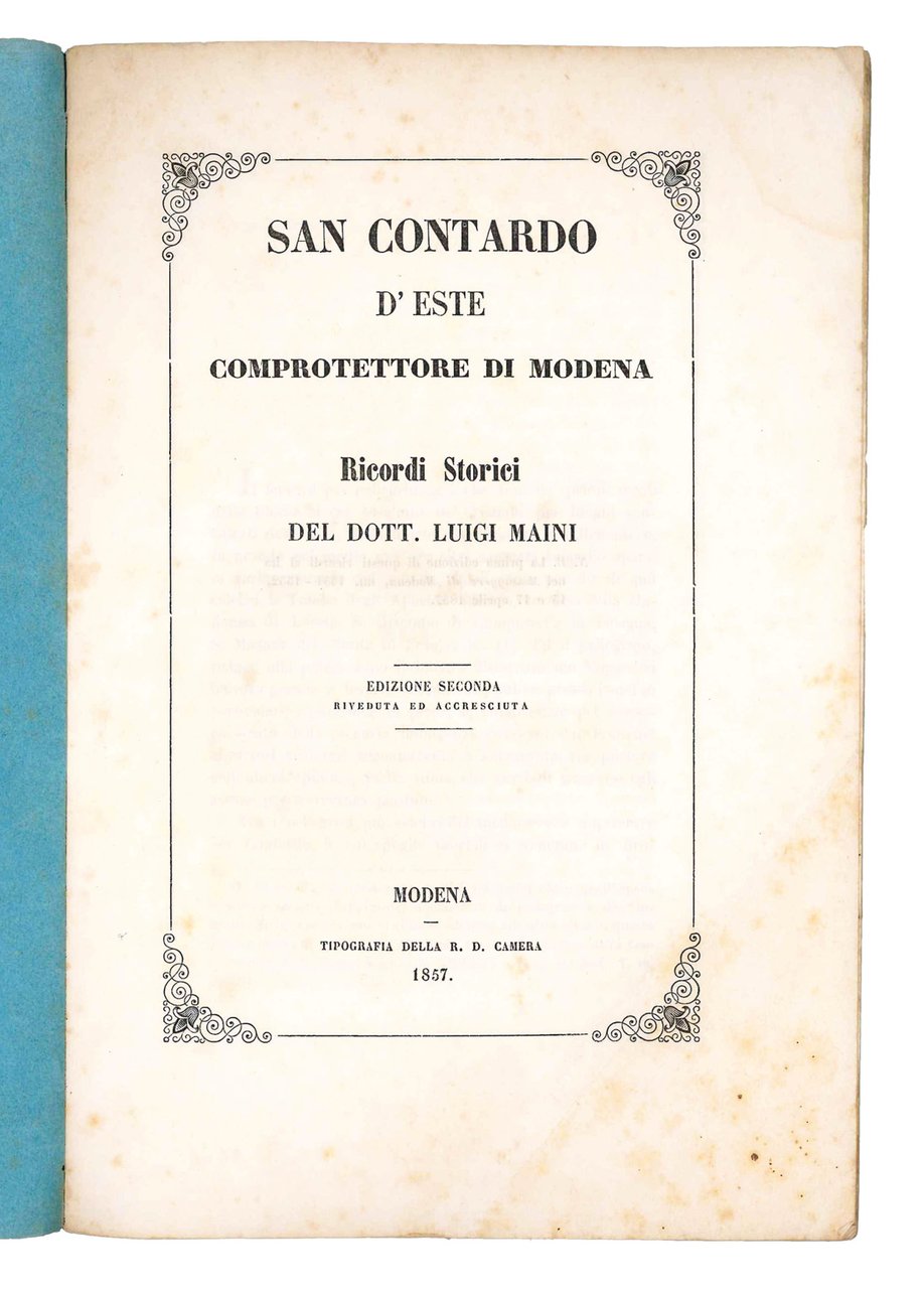 San Contardo d'Este comprotettore di Modena. | Immagine principale