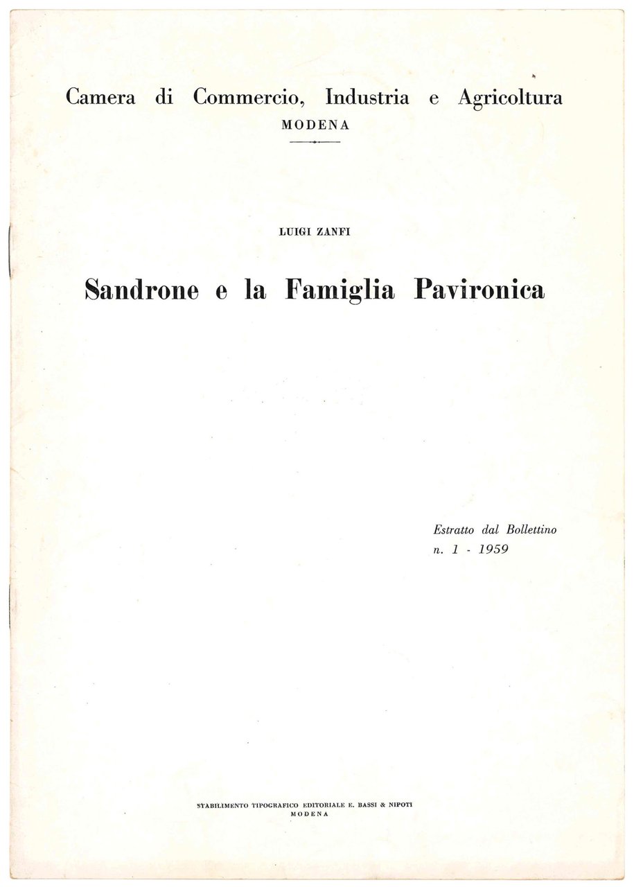 Sandrone e la Famiglia Pavironica. Estratto dal Bollettino n. 1 … | Immagine principale