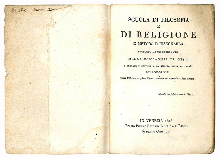 Scuola di filosofia e di religione e metodo d'insegnarla proposto …