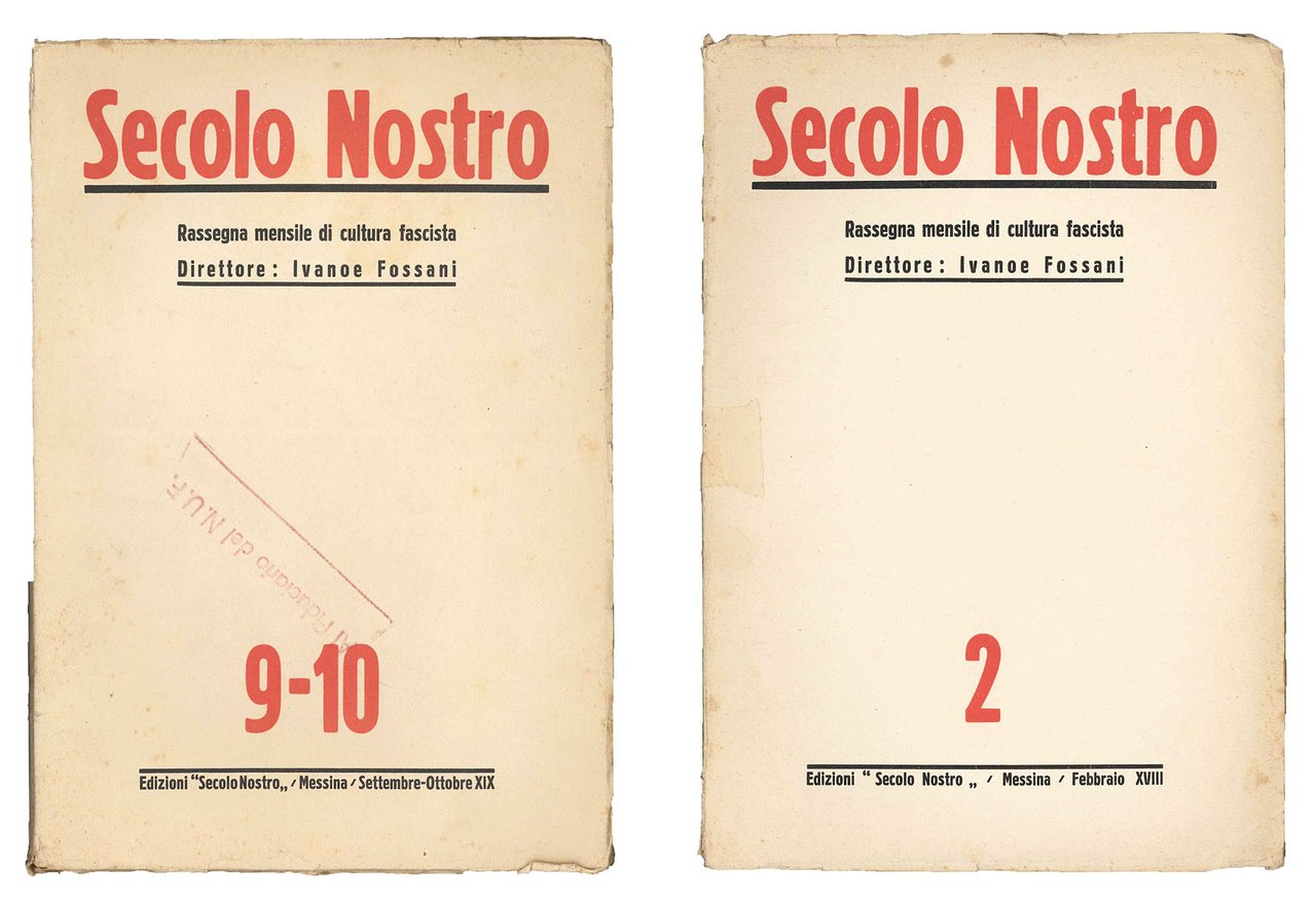 Secolo Nostro. Rassegna mensile di cultura fascista. Due fascicoli: nr. … | Immagine principale