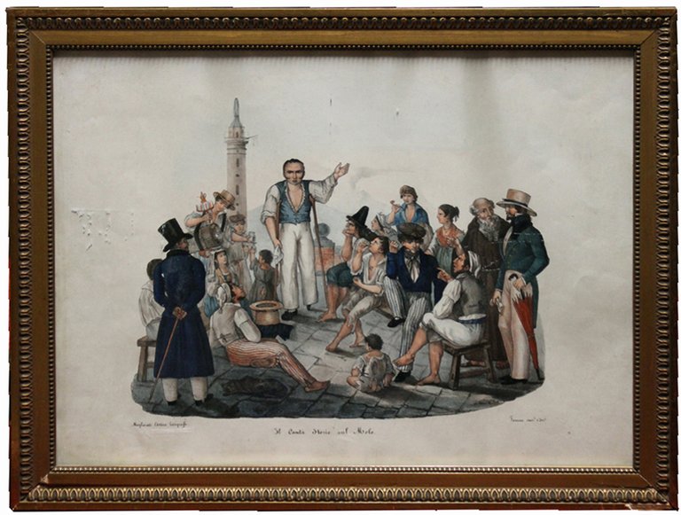Serie di 4 grandi scene di vita napoletana di metà …