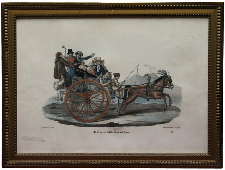 Serie di 4 grandi scene di vita napoletana di metà …