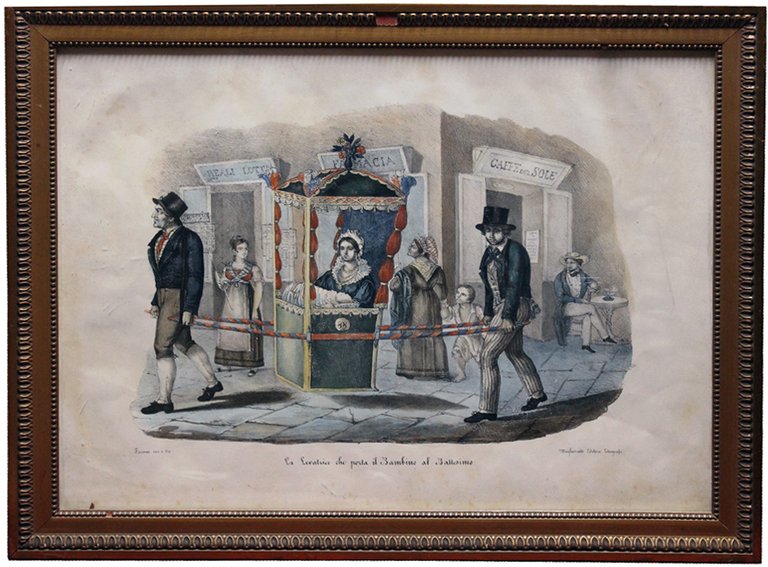 Serie di 4 grandi scene di vita napoletana di metà …
