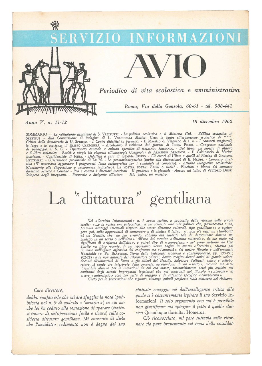 Servizio informazioni Avio. Periodico di vita scolastica e amministrativa. Lotto … | Immagine principale