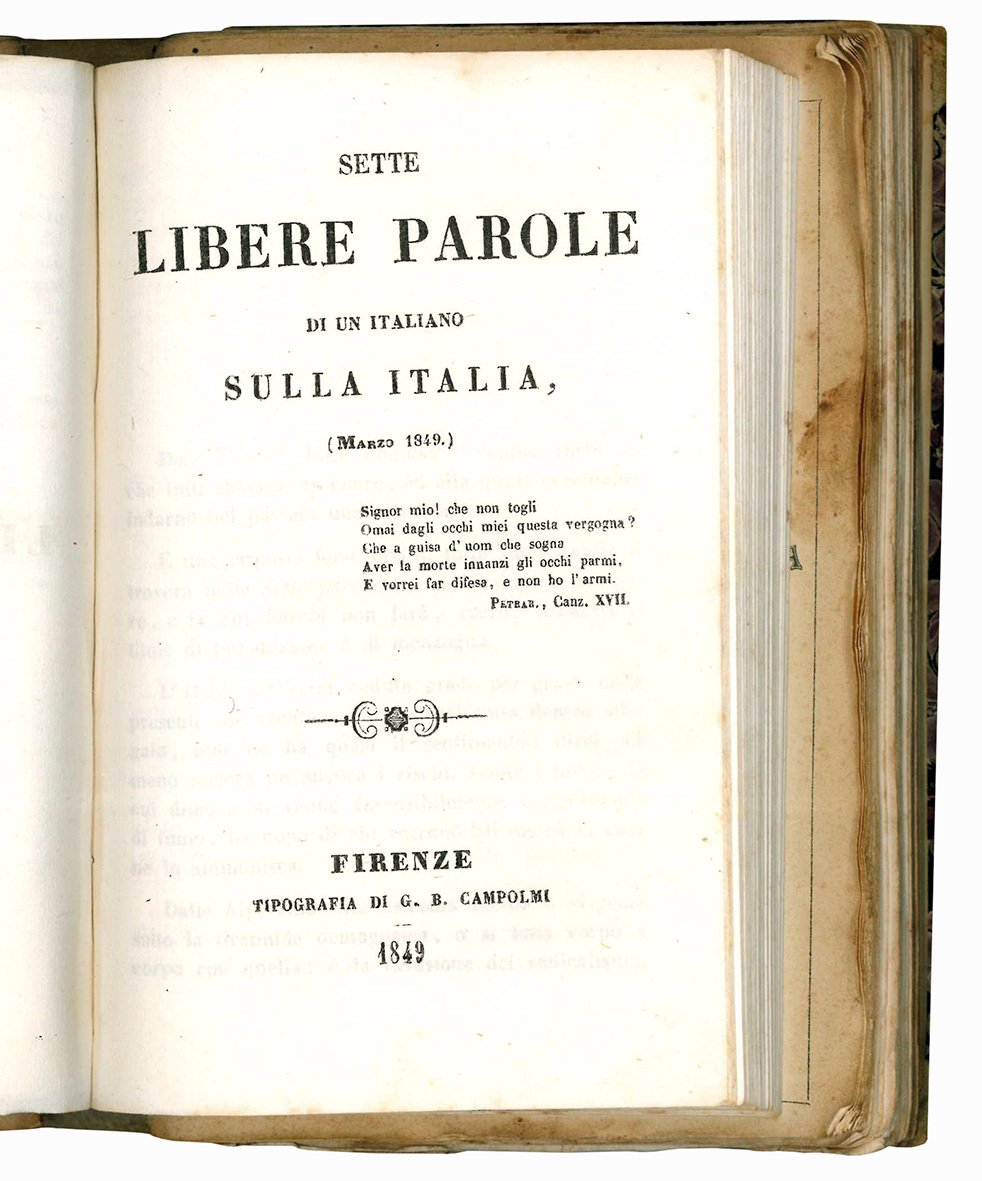 Sette libere parole di un italiano sulla Italia (Marzo 1849).