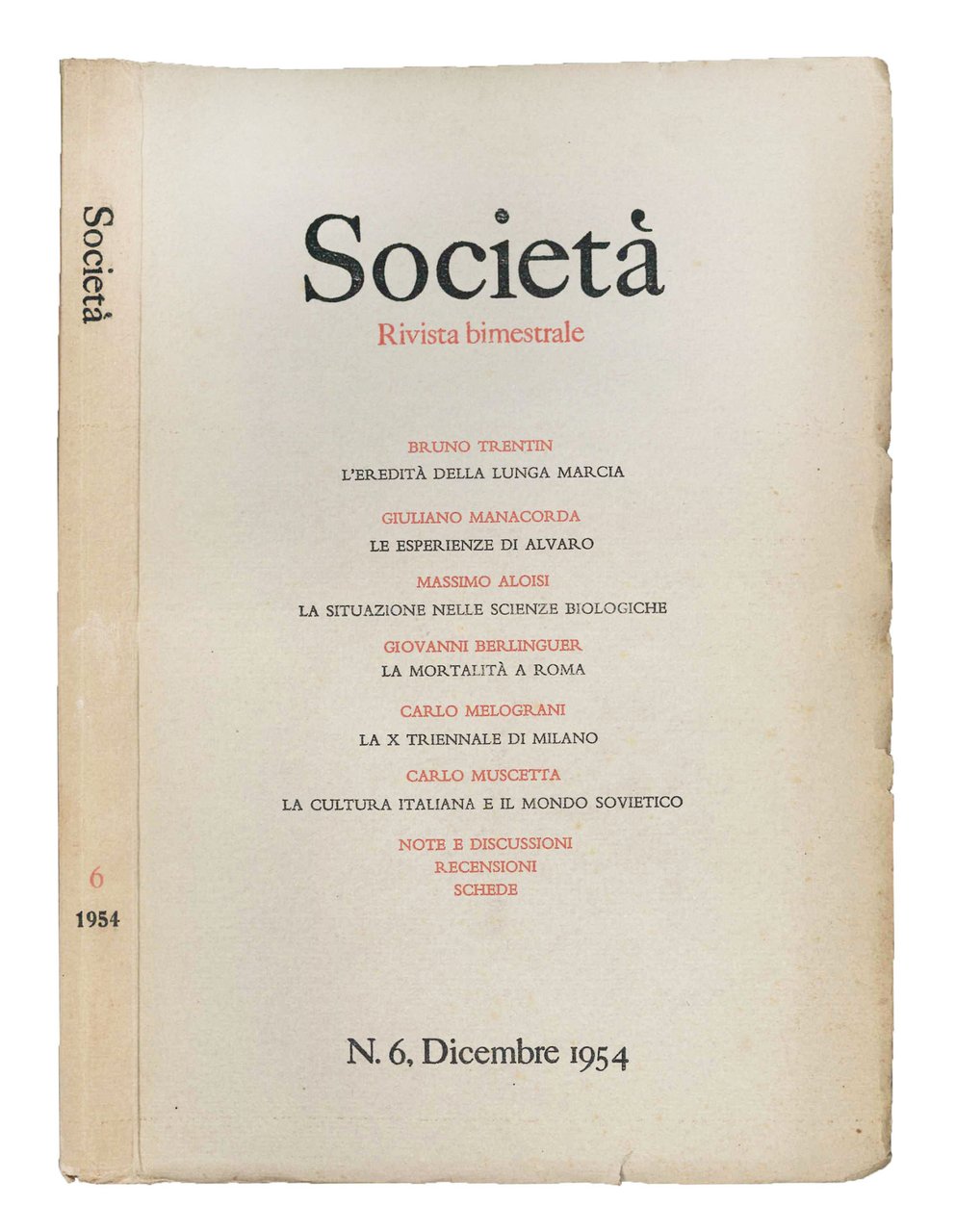 Società. Rivista bimestrale. 1954 annata completa dei 6 nr.; nr. … | Immagine principale