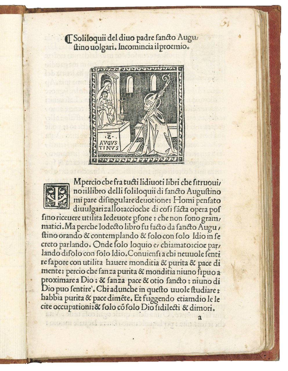 Soliloquii del Divo Padre Sancto Augustino volgari. Colophon: Impresso in …