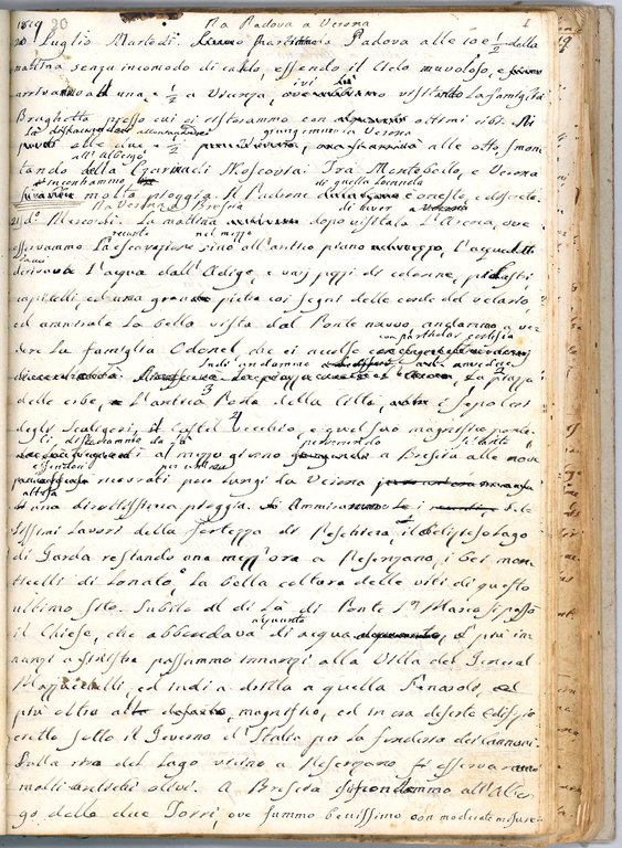 Spese occorse nel viaggio fatto da Padova nella Svizzera con …