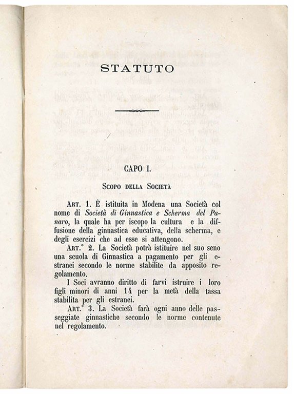 Statuto e Regolamento della Società di Ginnastica e Scherma del …