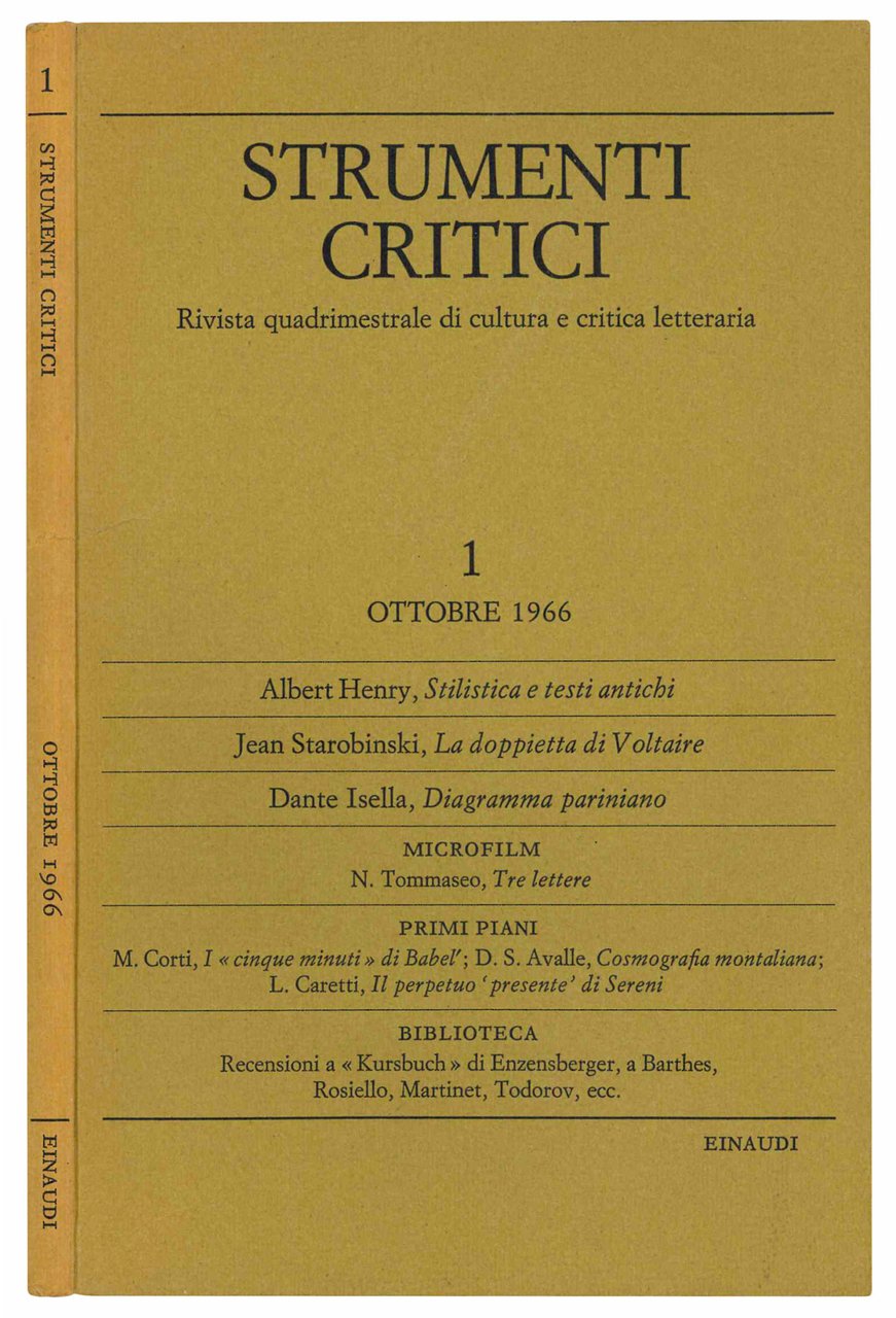Strumenti critici. Rivista quadrimestrale di cultura e critica letterario. Anno … | Immagine principale