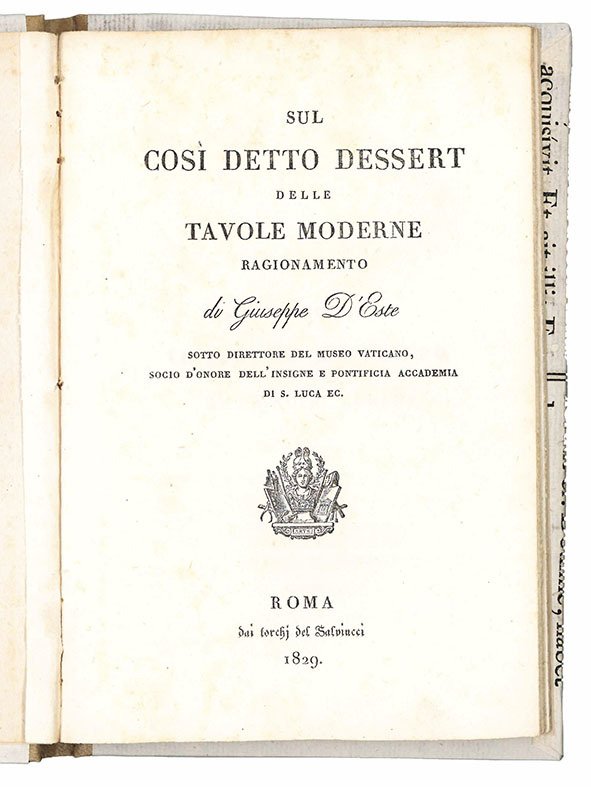 Sul così detto dessert delle tavole moderne ragionamento | Immagine principale