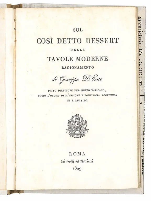 Sul così detto dessert delle tavole moderne ragionamento