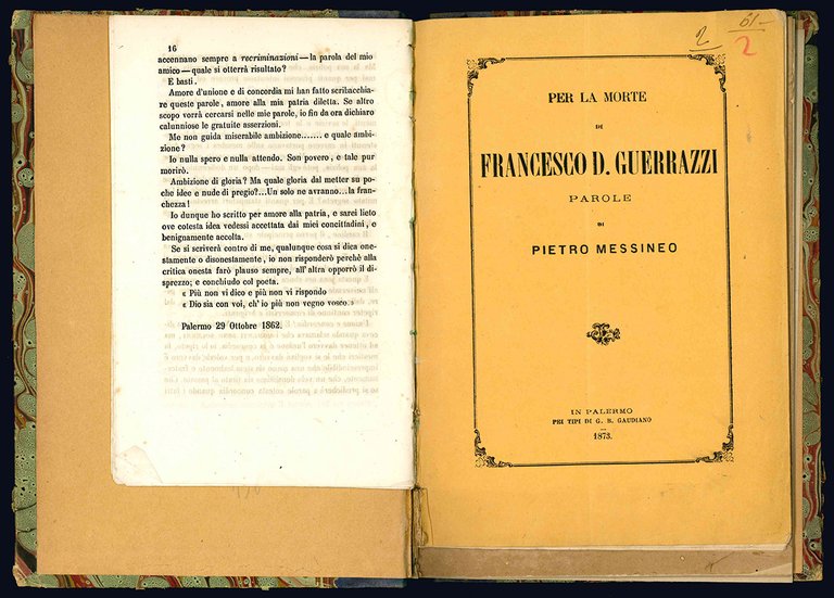 Sull'attualità del mezzogiorno d'Italia (Palermo: Salvatore Meli, 1862). Per la …