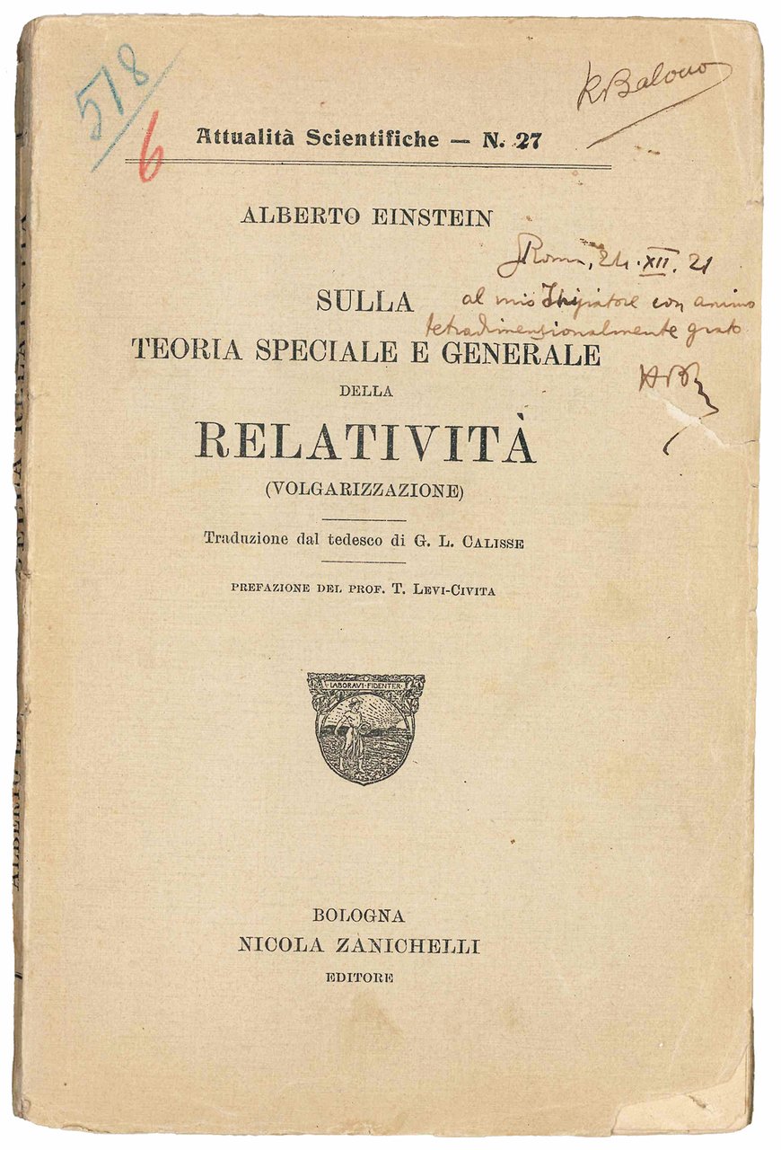 Sulla teoria speciale e generale della relatività (volgarizzazione). Traduzione dal … | Immagine principale