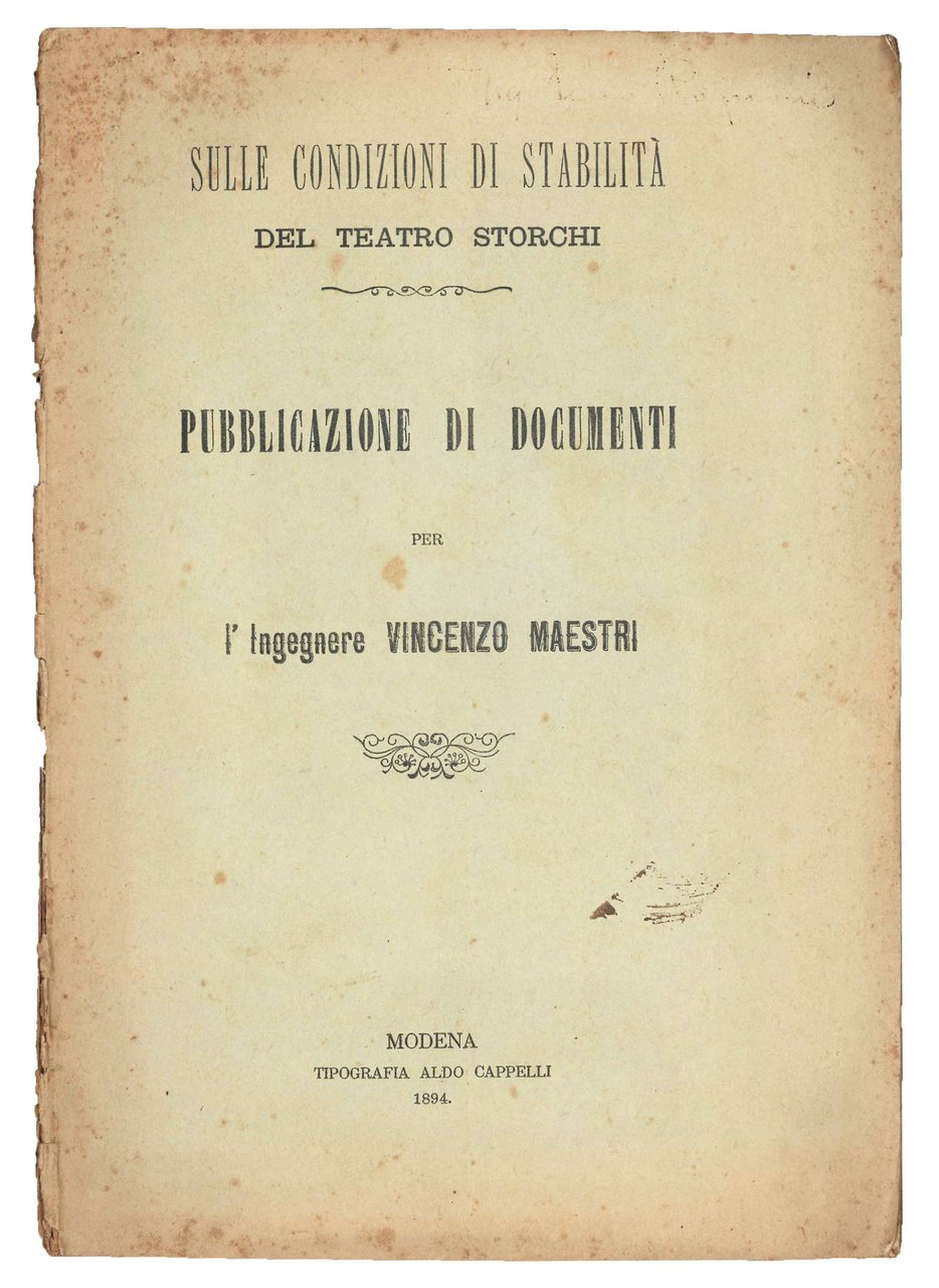 Sulle condizioni di stabilita del teatro Storchi. Pubblicazione di documenti. | Immagine principale