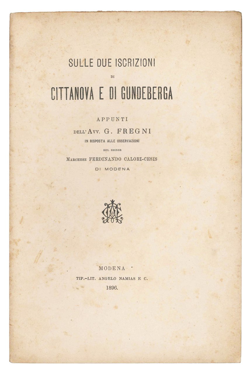 Sulle due iscrizioni di Cittanova e di Gundeberga. | Immagine principale
