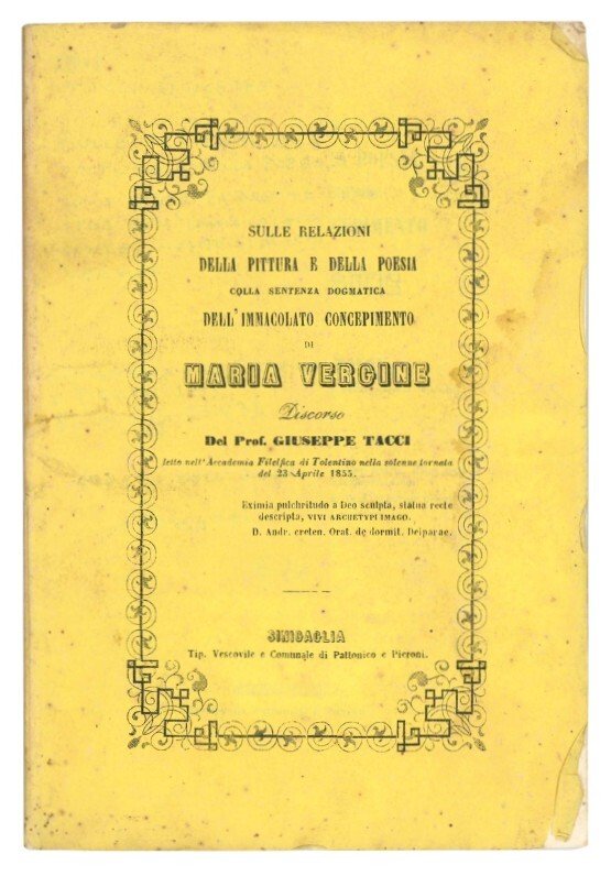 Sulle relazioni della pittura e della poesia colla sentenza dogmatica …