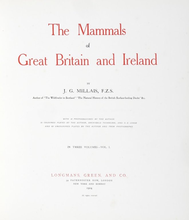 The Mammals of Great Britain and Ireland. Vol. I-III