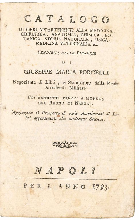 Three apparently unrecorded sales catalogues and prospectuses of Giuseppe Maria …