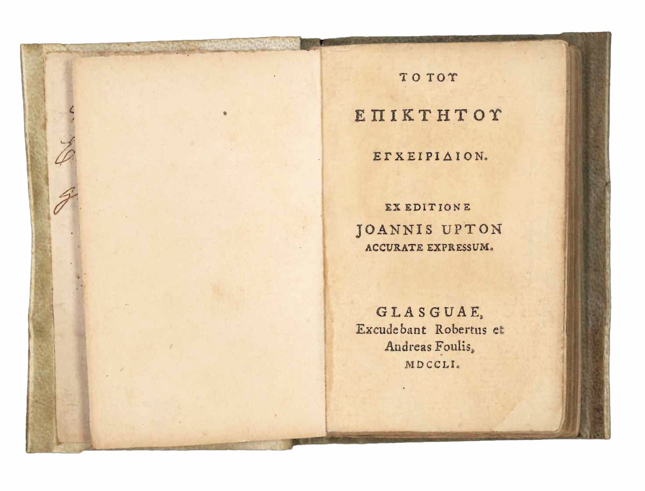 To tou Epictetou Enkeiridion [graece]. Ex editione Joannis Upton accurate … | Immagine principale