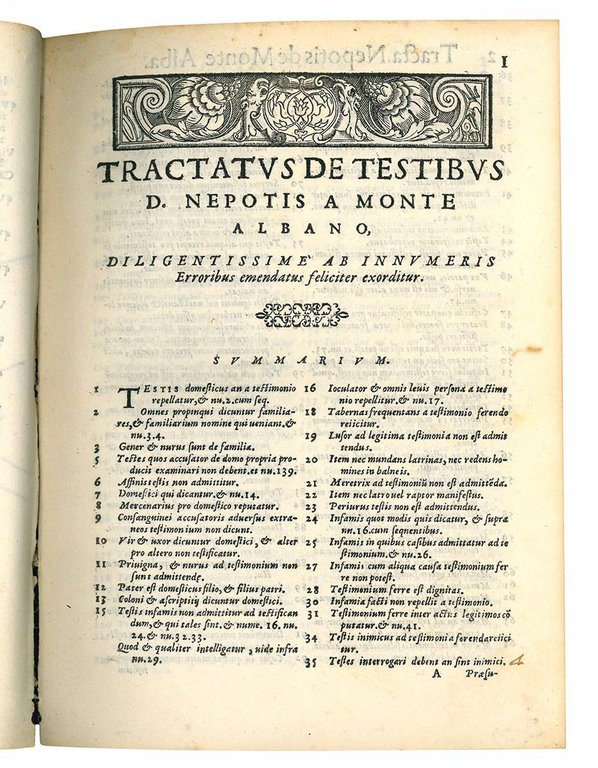 Tractatus de testibus probandis vel reprobandis variorum authorum, Et quidem …