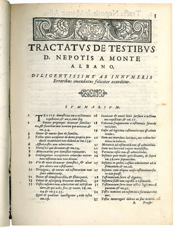 Tractatus de testibus probandis vel reprobandis variorum authorum, Et quidem …