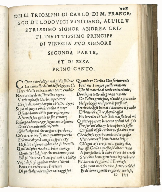 Triomphi di Carlo di Messer Francesco d'i Lodouici Vinitiano. Colophon: …