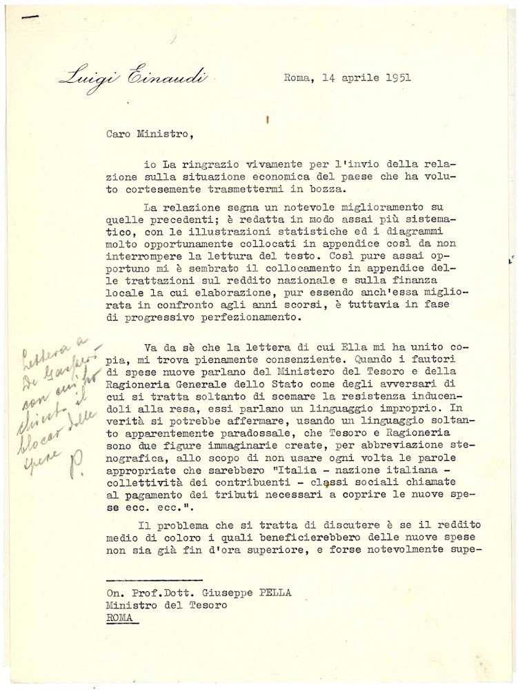 Typed letter signed and addressed to the Treasure Minister Giuseppe … | Immagine principale