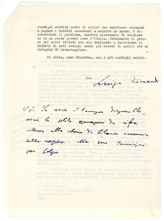 Typed letter signed and addressed to the Treasure Minister Giuseppe … | Immagine Gallery 4