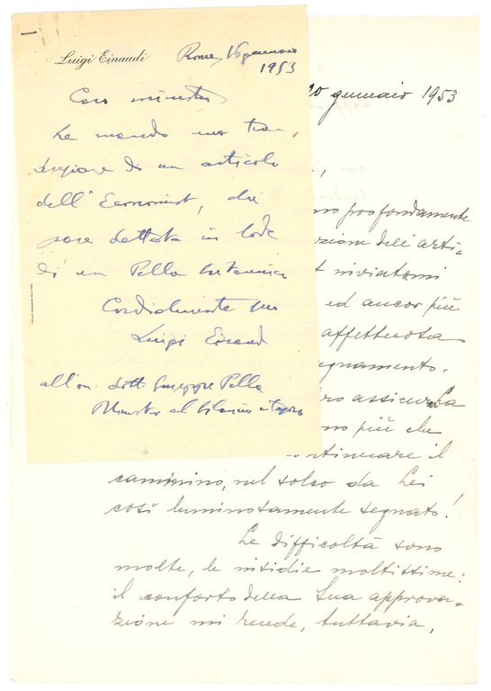 Typed letter signed and addressed to the Treasure Minister Giuseppe … | Immagine Gallery 5