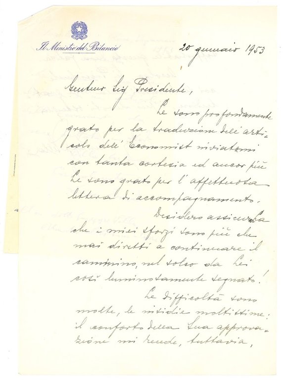 Typed letter signed and addressed to the Treasure Minister Giuseppe … | Immagine Gallery 6