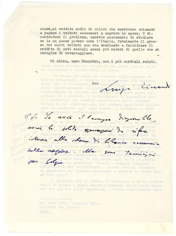 Typed letter signed and addressed to the Treasure Minister Giuseppe … | Immagine Gallery 7