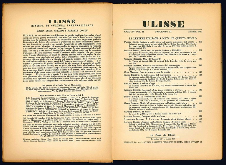 Ulisse. Anno IV. Vol. II. Fascicolo XI. Aprile 1950.