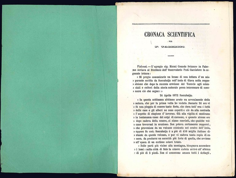 Undici opuscoli, tutti stampati a Palermo, che riportano osservazioni astronomiche …