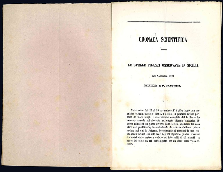 Undici opuscoli, tutti stampati a Palermo, che riportano osservazioni astronomiche …