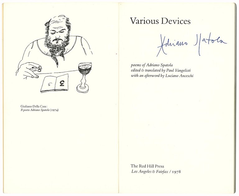 Various Devices. Poems of Adriano Spatola edited &amp; translated by …