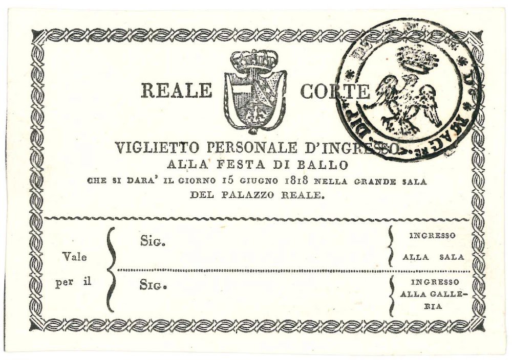 Viglietto personale d'ingresso alla festa di ballo che si darà …