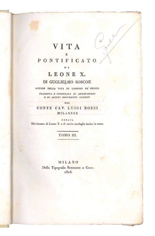Vita e pontificato di Leone X di Guglielmo Roscoe autore … | Immagine Gallery 1
