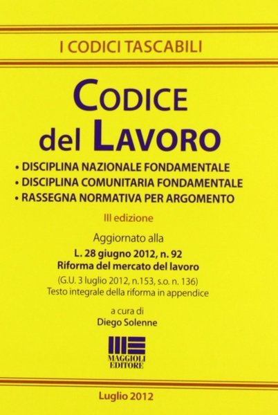 Codice Lavoro 2012 Tascabile | Immagine principale