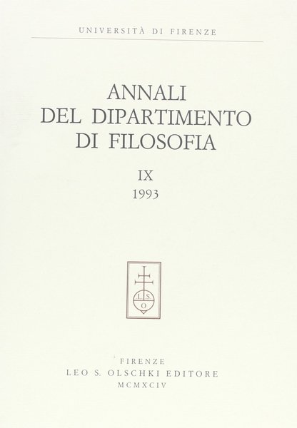 Annali del Dipartimento di filosofia, Università di Firenze. Vol. 9