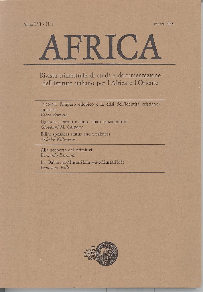 Africa. Rivista trimestrale di studi e documentazione dell'Istituto Italiano per …