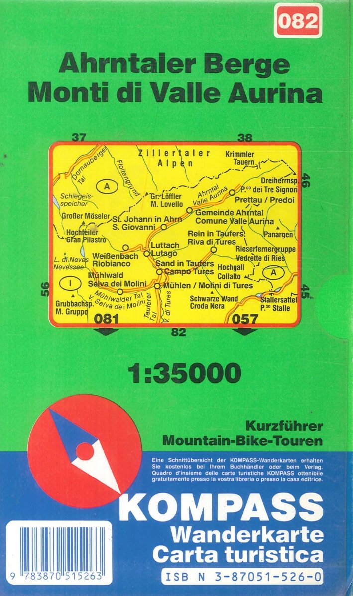 Ahrntaler Berge. Monti di Valle Aurina 1:35000. Carta Turistica | Immagine principale